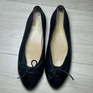Chanel CC Classic Ballet Ballerina Flat Black Women's EU 38 US 7